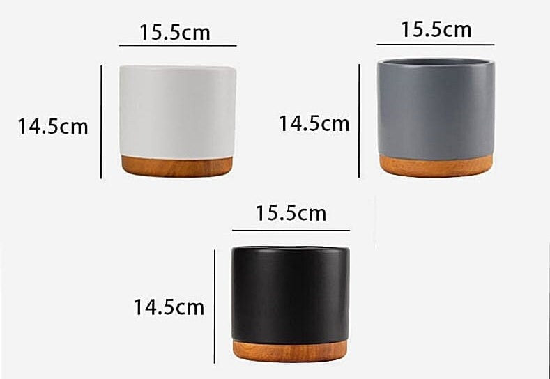 wood effect ceramic pot