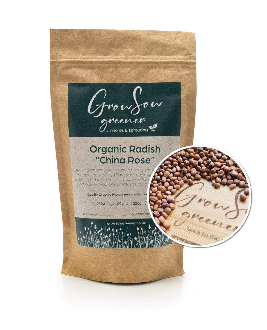 Organic Non-GMO Radish Microgreen & Sprouting Seeds - China Rose