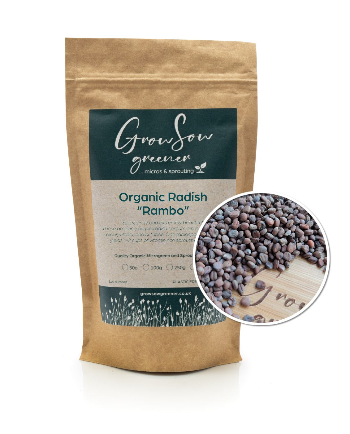 Organic Radish Microgreen & Sprouting Seeds (Rambo)